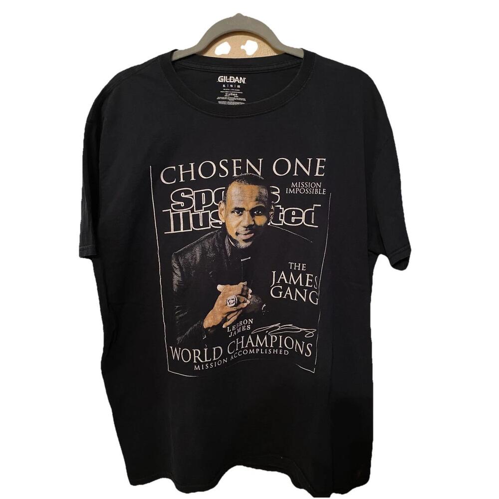 Lebron James World Champions Sports Illustrated Magazine Black T Shirt